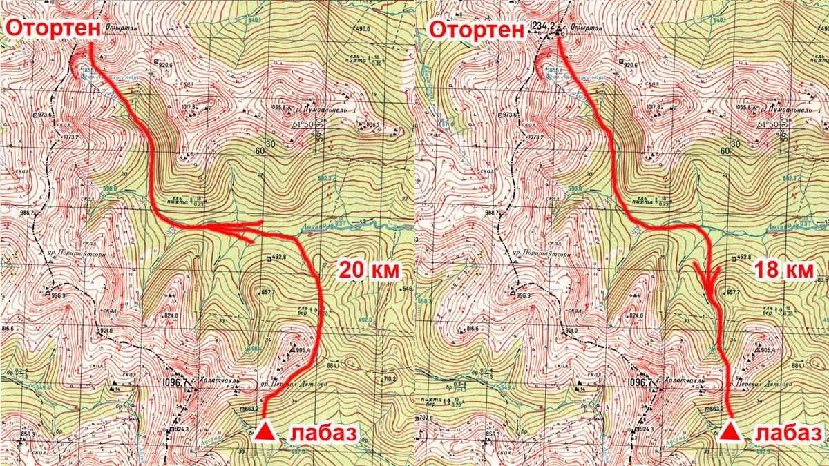 Перевал Дятлова. "Маршрут похода по дням", 10-11 дни пути.