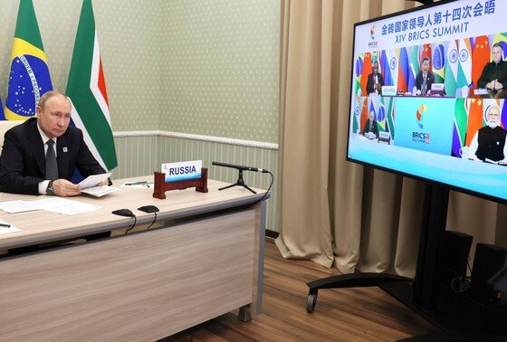   Президент России Владимир Путин на XIV саммите БРИКС (в режиме видеоконференции)
