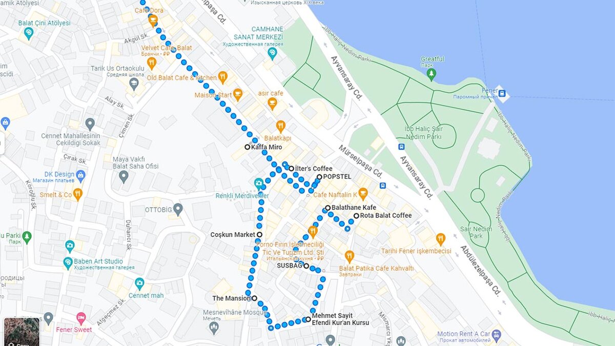 Карта маршрута по району Балат с героями сериала «Дело чести».