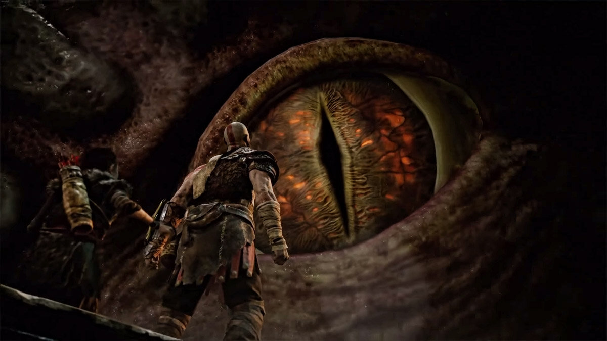 Скриншот из игры God of War 4 на игровой консоли PS4