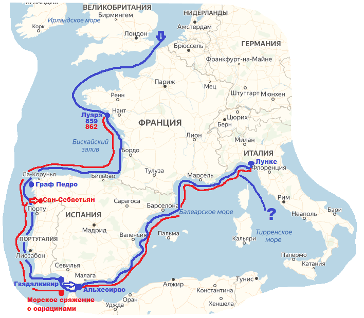 Спасибо Яндекс. Картам. Синяя линия - путь туда, красная -путь обратно.