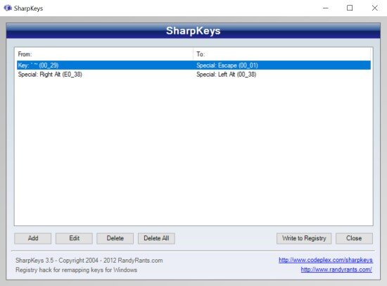 Программа наглядно показывает какие клавиши вы "заменили" и на какие команды =)