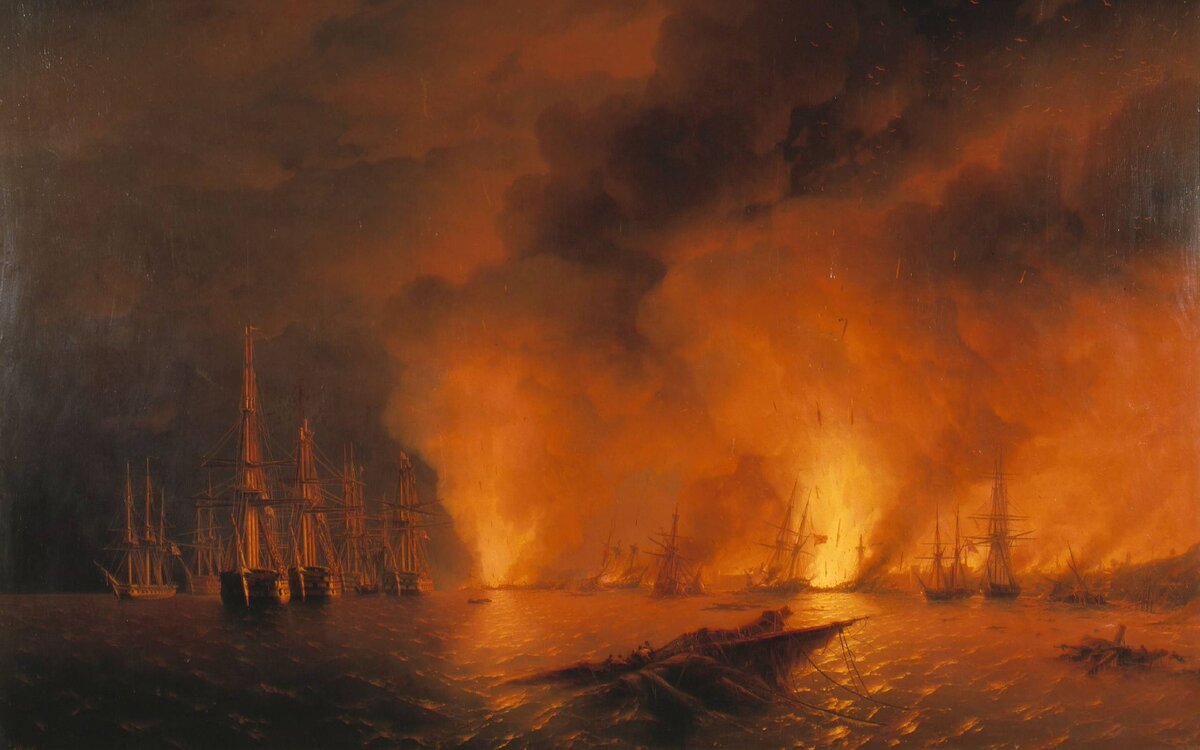 И.К. Айвазовский. Синоп. Ночь после боя 18 ноября 1853 года. 1853