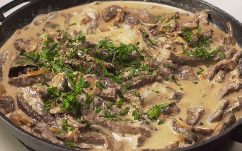 Бефстроганов с грибами фото Бефстроганов с грибами (рецепт) Кушать Подано! Дзен