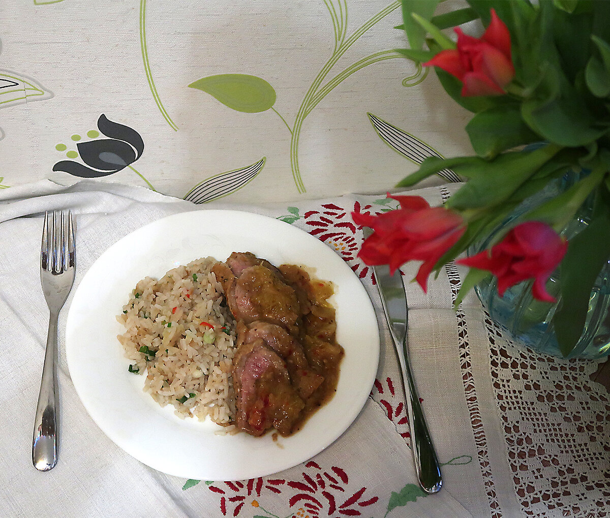 Утиная грудка с рисом
