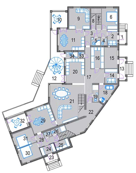 Планировка 1 этажа