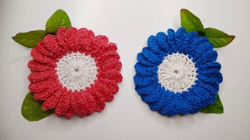 Урок вязания крючком ЦВЕТКА двухцветного. Crochet Flowers. Вязаные цветы крючком