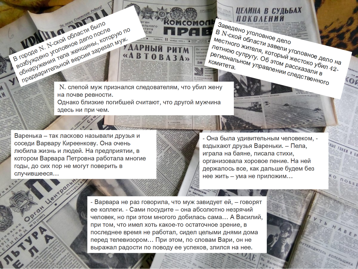 Коллаж, отрывки статей. 