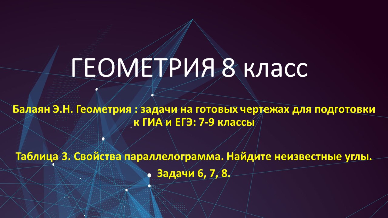 Геометрия 8 класс. Найдите неизвестные углы параллелограмма_задачи 6, 7 и 8  на готовых чертежах | Математика школьнику подробно от души. | Дзен