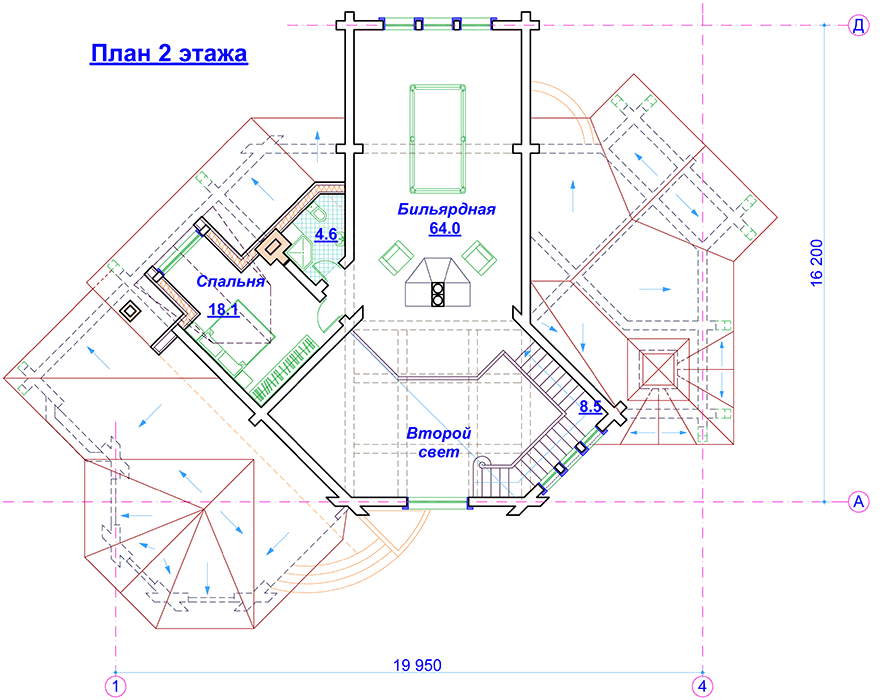 Проект двухэтажного дома 326 м2 в стиле барокко с эркерами и террасой - PA-50