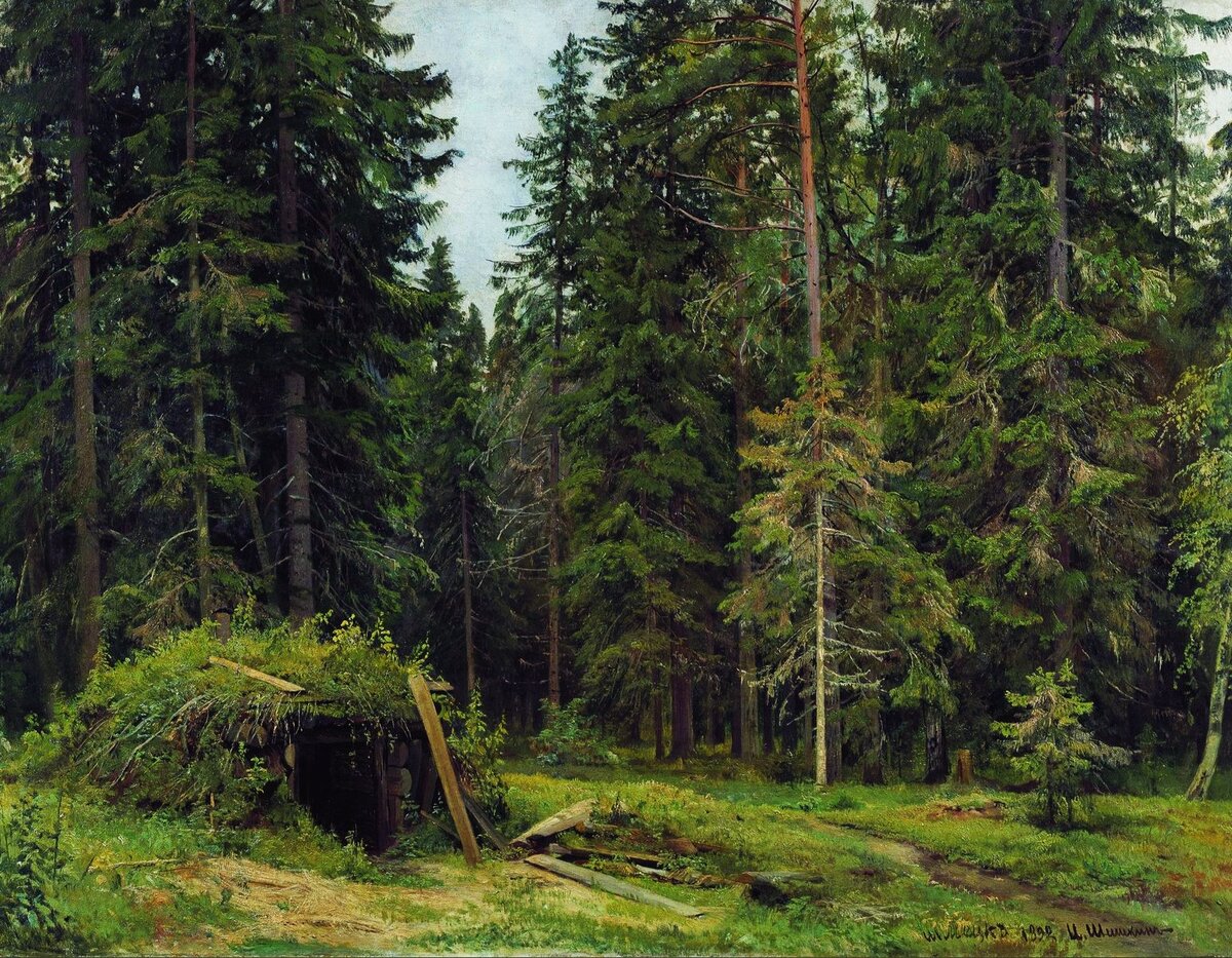 "Лесная сторожка", 1892 Холст, масло. 84 x 112 см. Шишкин Иван Иванович