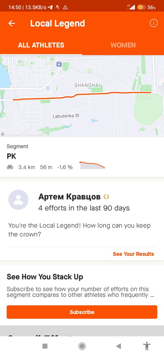 За прохождение этого участка мне дали ачивку. 30-дневный пробный период анализов покатушки в приложении Strava уже закончился.