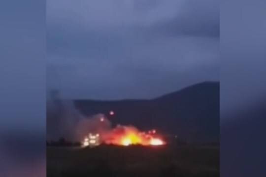    На военном полигоне в Крыму из-за пожара продолжается детонация боеприпасов