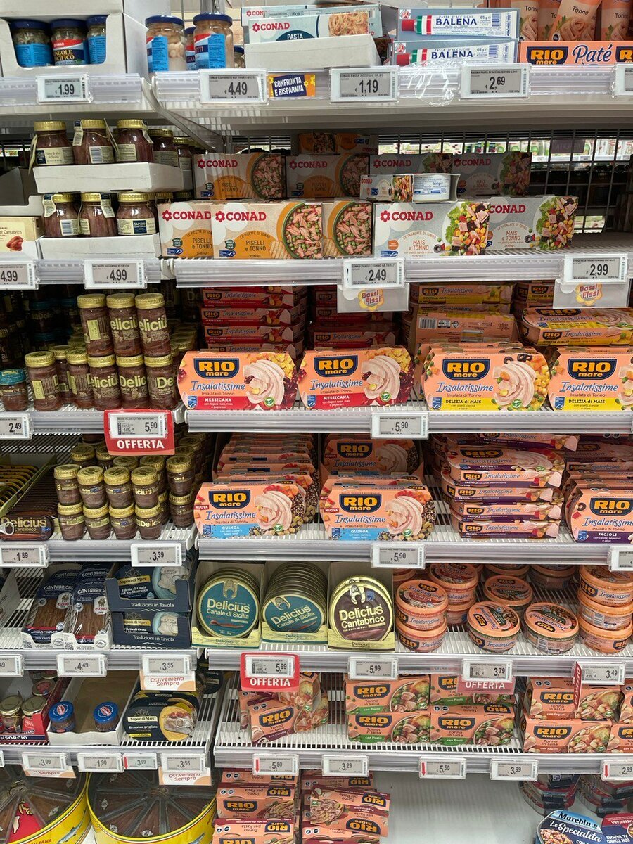 Цены на салаты из тунца Rio Mare в Италии