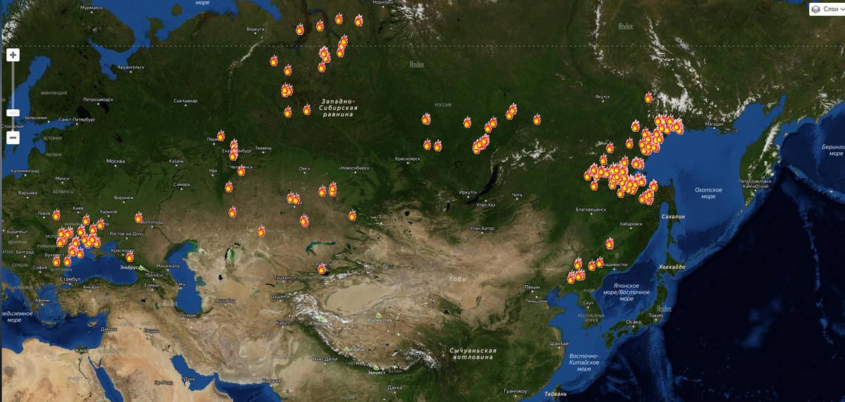 Карта пожаров мира онлайн
