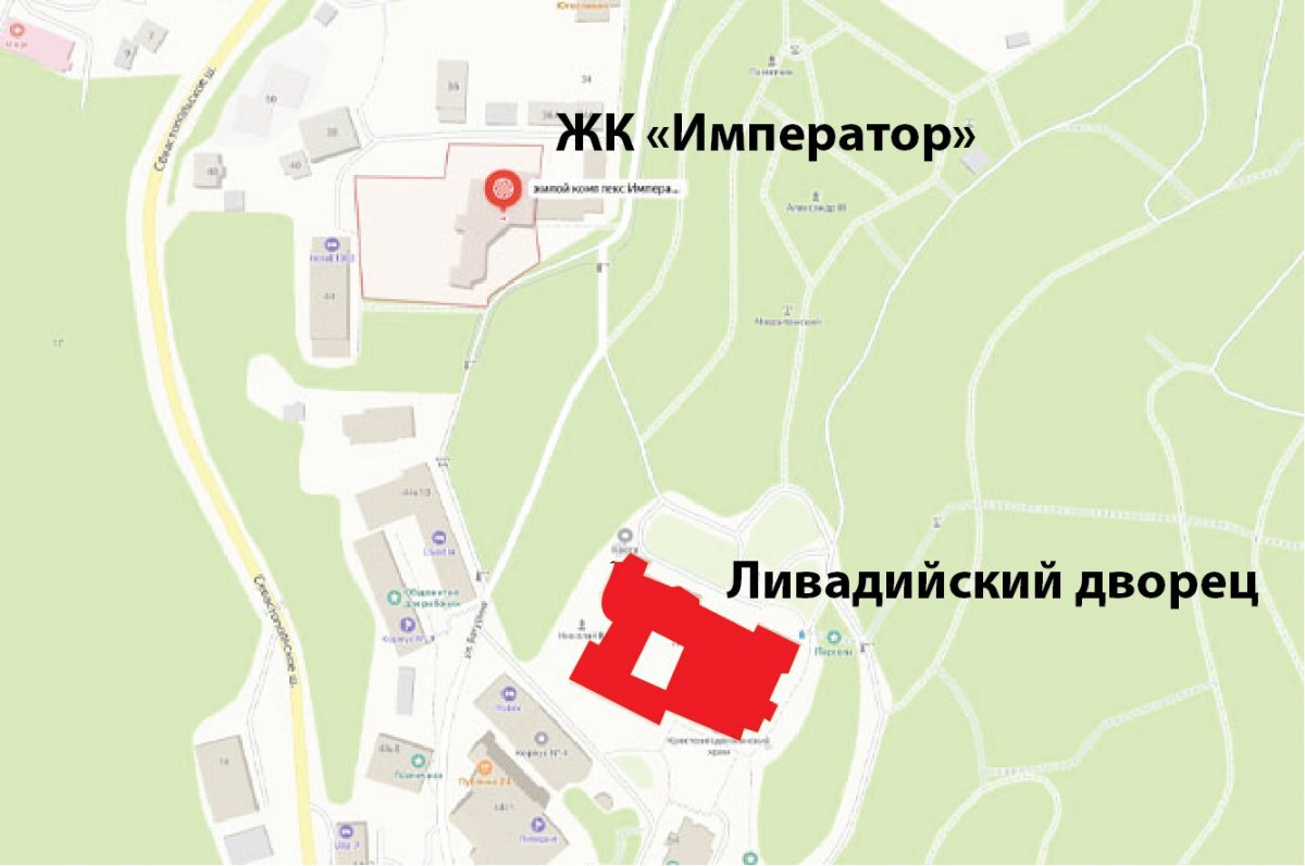    От ЖК «Император» в котором находится квартира, принадлежавшая супруге Владимира Зеленского, до Ливадийского дворца всего 150 метров.