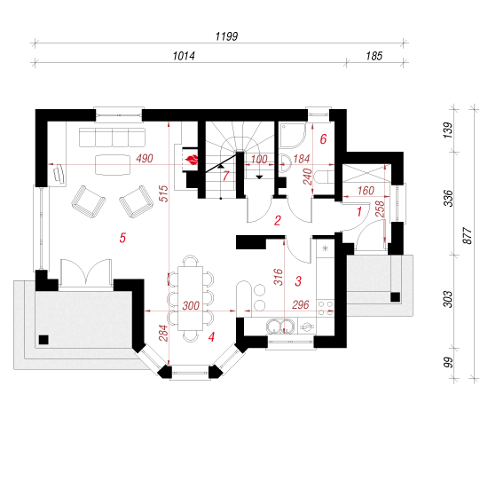 Проект дома 185 м2 с мансардой, эркером, балконом и террасой - 103-10