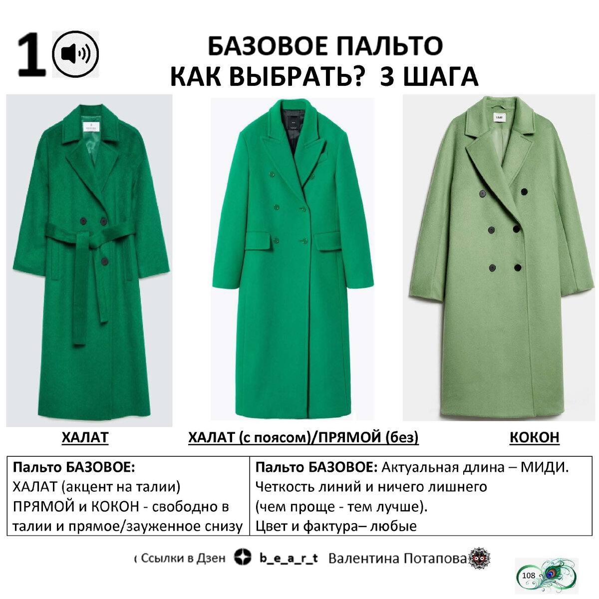 1 шаг: Выбираем фасон: - ХАЛАТ (акцент на талии) - ПРЯМОЙ и КОКОН - свободно в талии и прямое/зауженное снизу