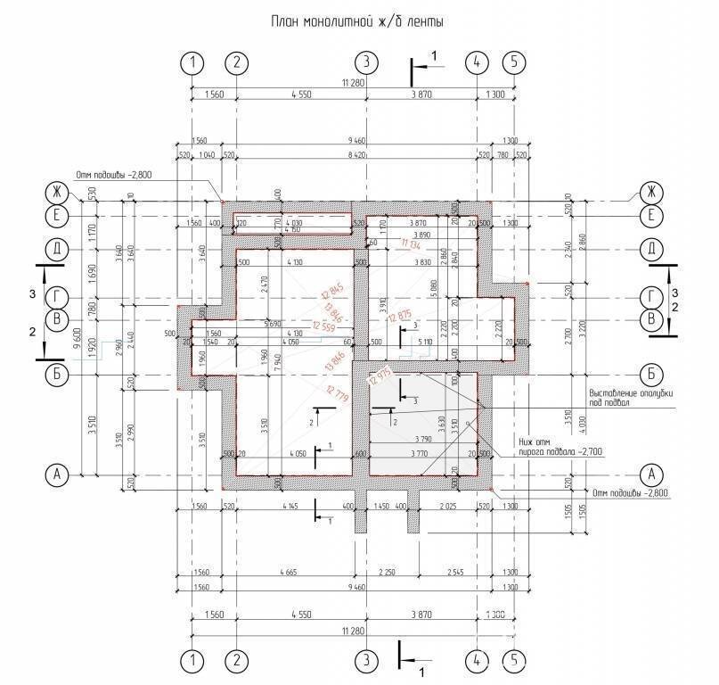 План монолитного дома
