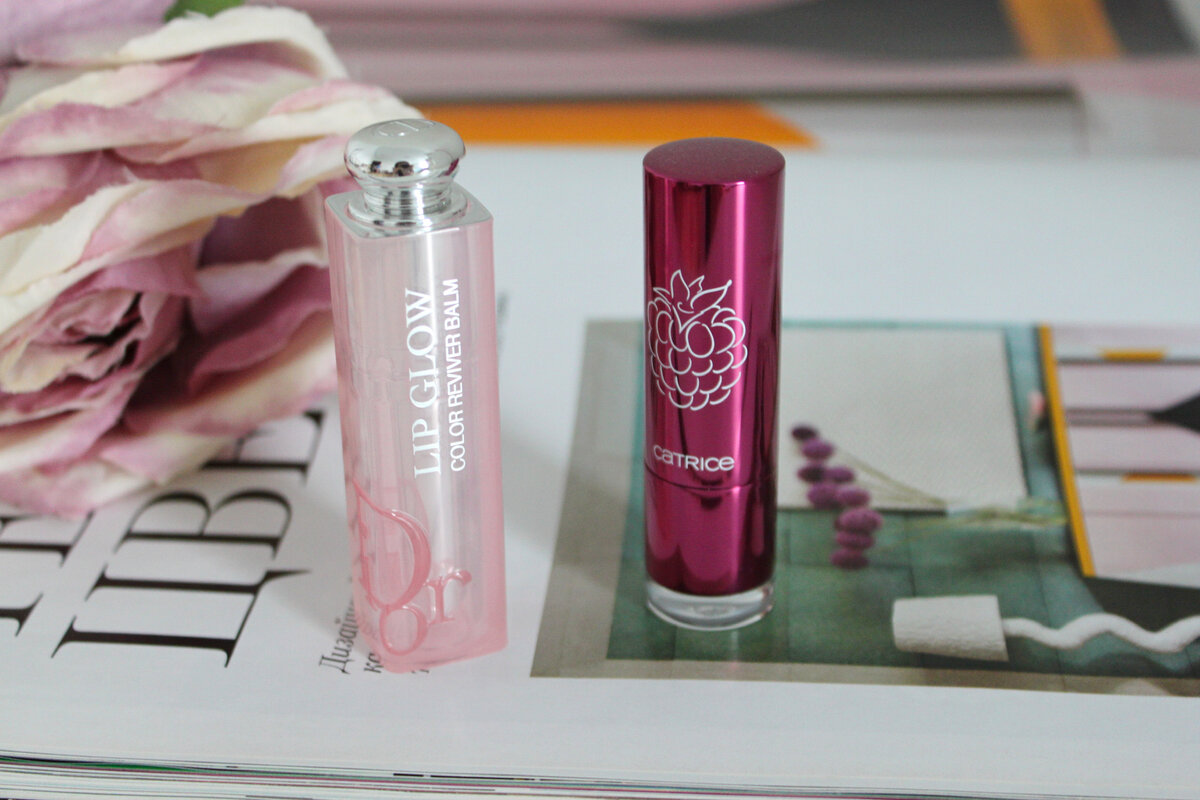 Dior Lip Glow Color Reviver Balm и Catrice Peppermint Berry Glow. 