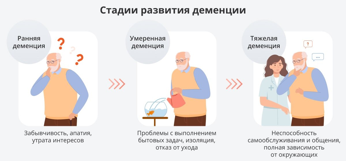 История деменции. Профилактика старческой деменции. 1 Стадия деменции. Степени развития деменции. Дессенция.