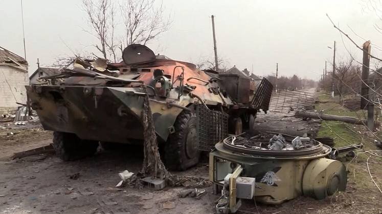    Пресс-служба Народной милиции ЛНР Уничтоженная техника ВСУ (о чем свидетельствует и трезубец на оторванной башне)