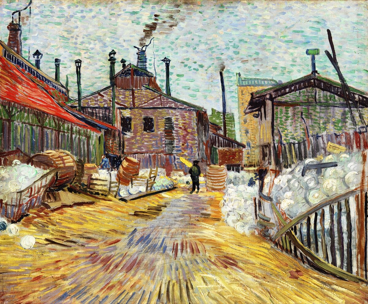 The Factory (1887) by Vincent Van Gogh. Original from the Barnes Foundation.