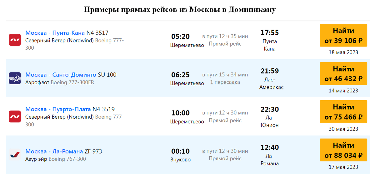 Сколько лететь в Доминикану из Москвы прямым и транзитным рейсом | flyoneru | Дзен