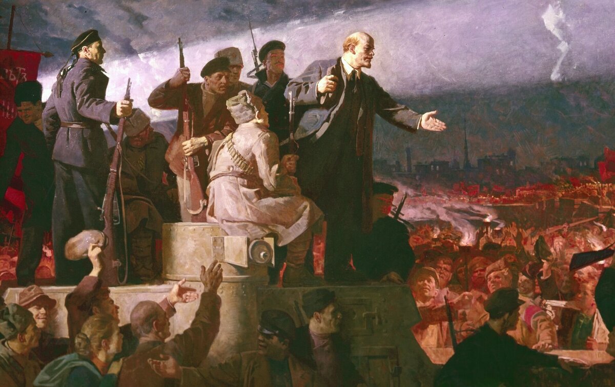 Владимир Ильич и пассажиры такси на дружеской встрече в ходе которой, вождь втолковывает народу что можно а чего нельзя делать в такси