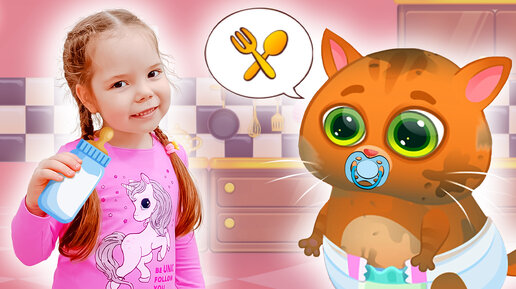 Download Video: Bubbu котик и Настя играют в игре | Сборник мультиков про Бубу и Настю