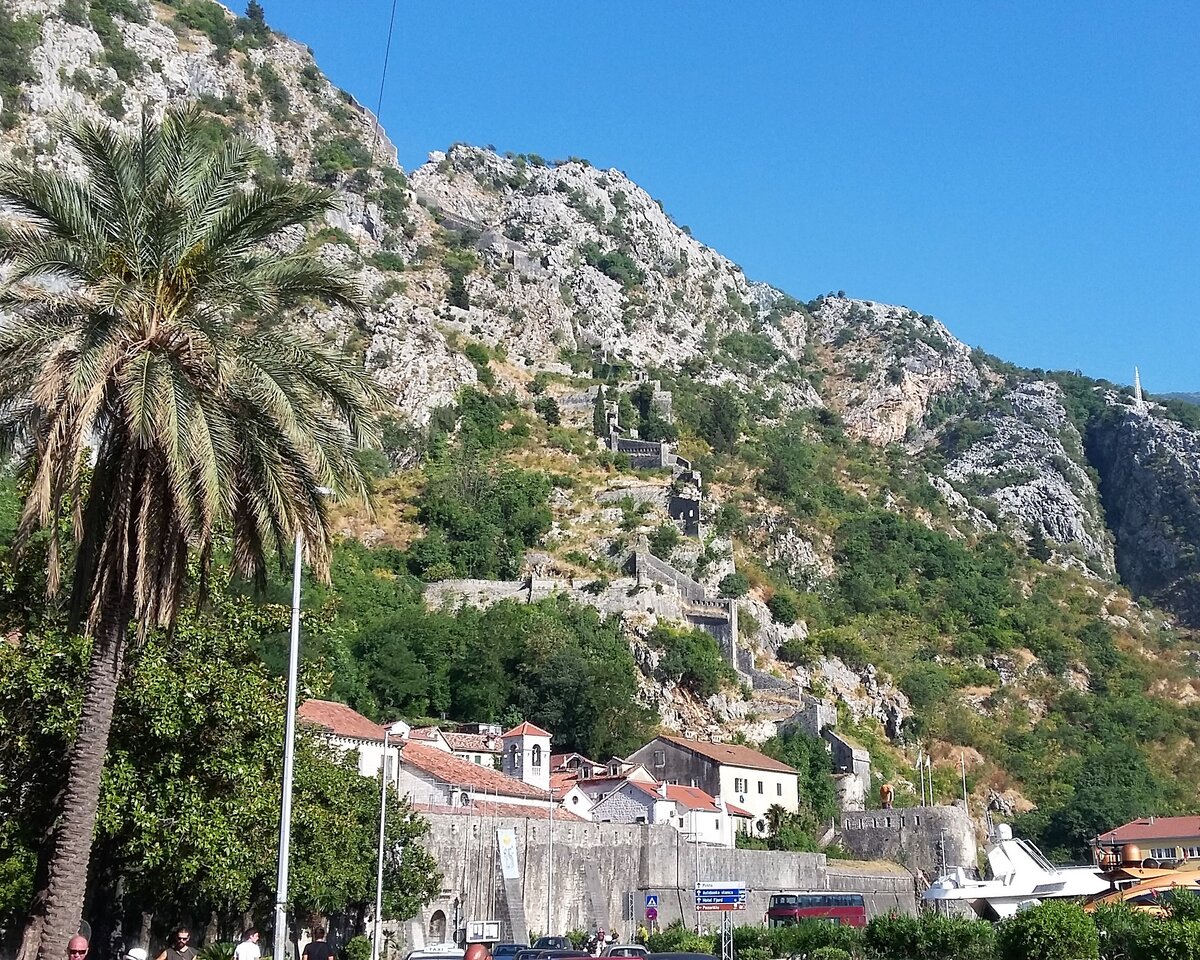 Вид на крепость Котора с парковки