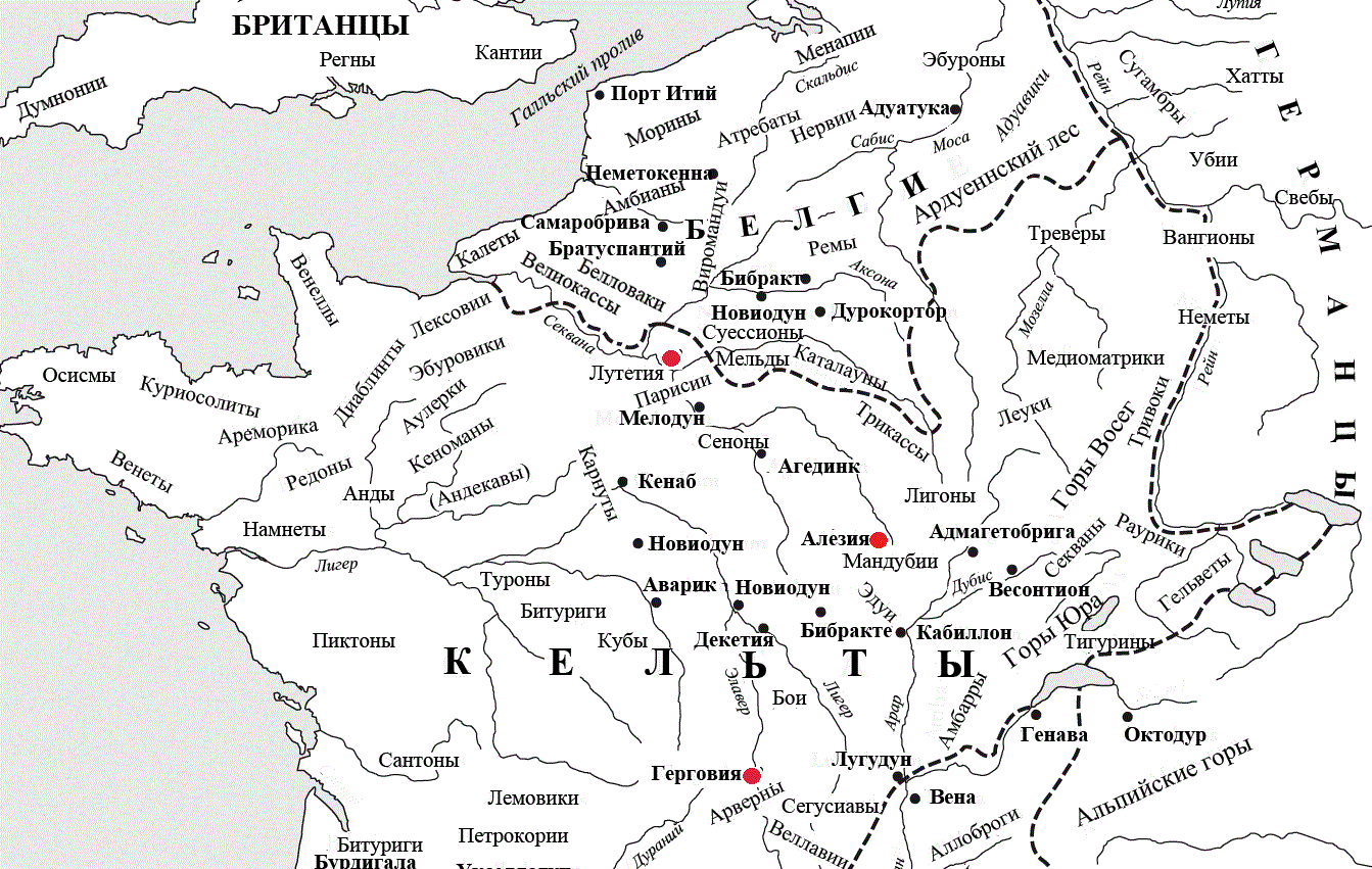 Карта галльской войны цезаря