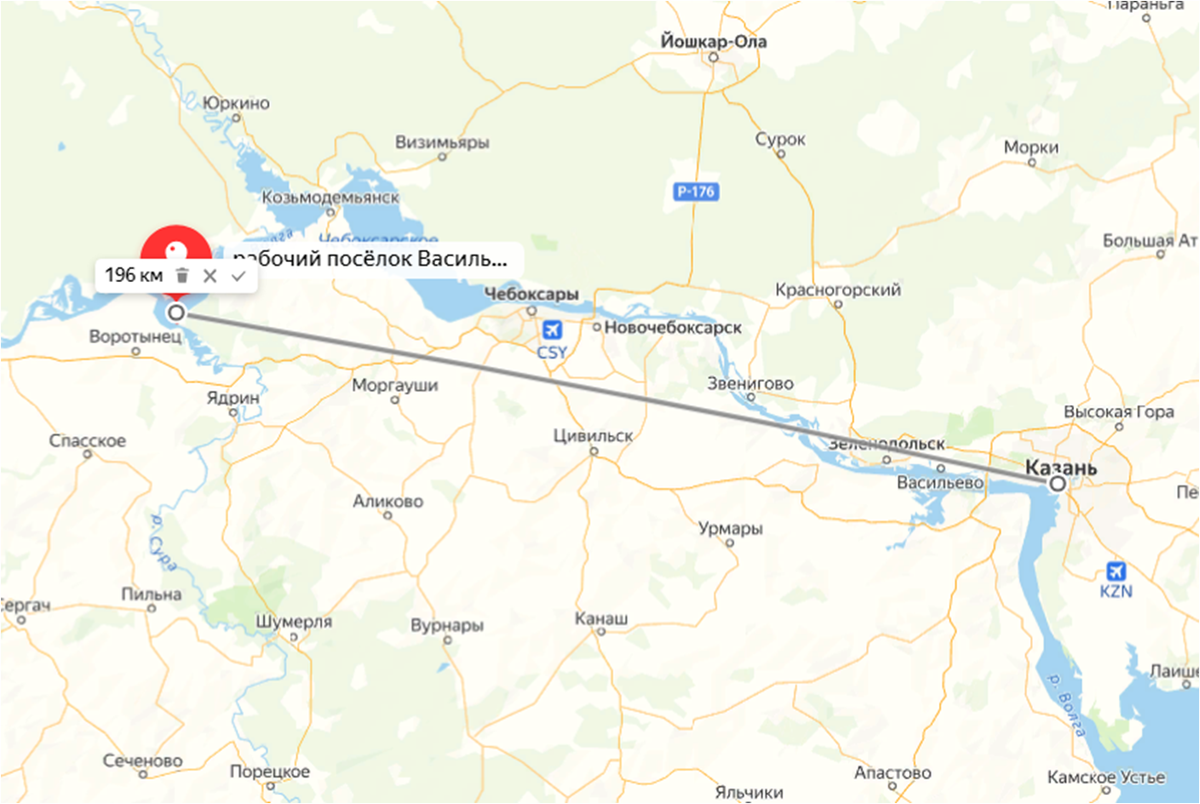 Расположение Васильсурска. Яндекс.Карты