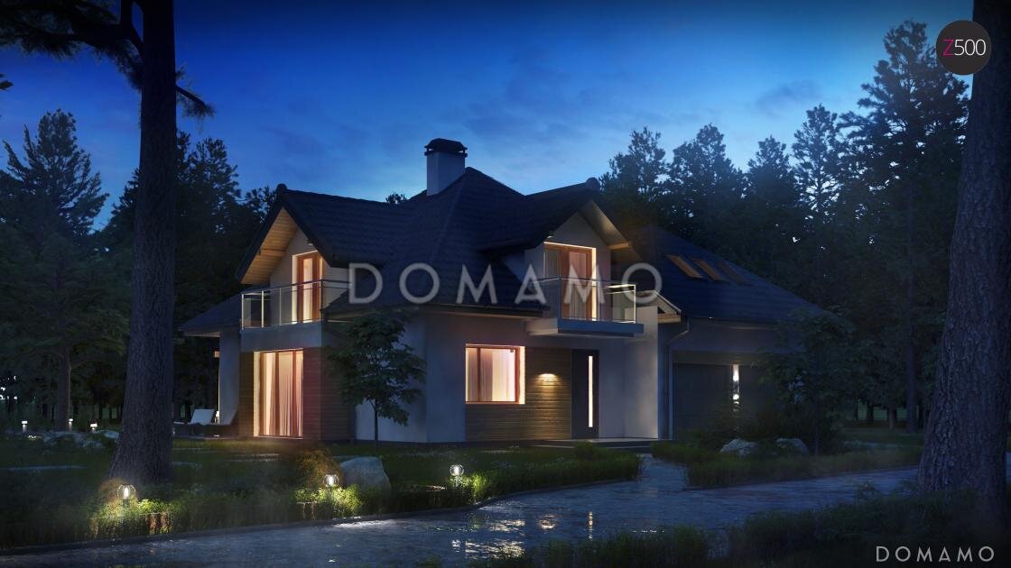 Проект D2769 — дом с мансардой и балконами