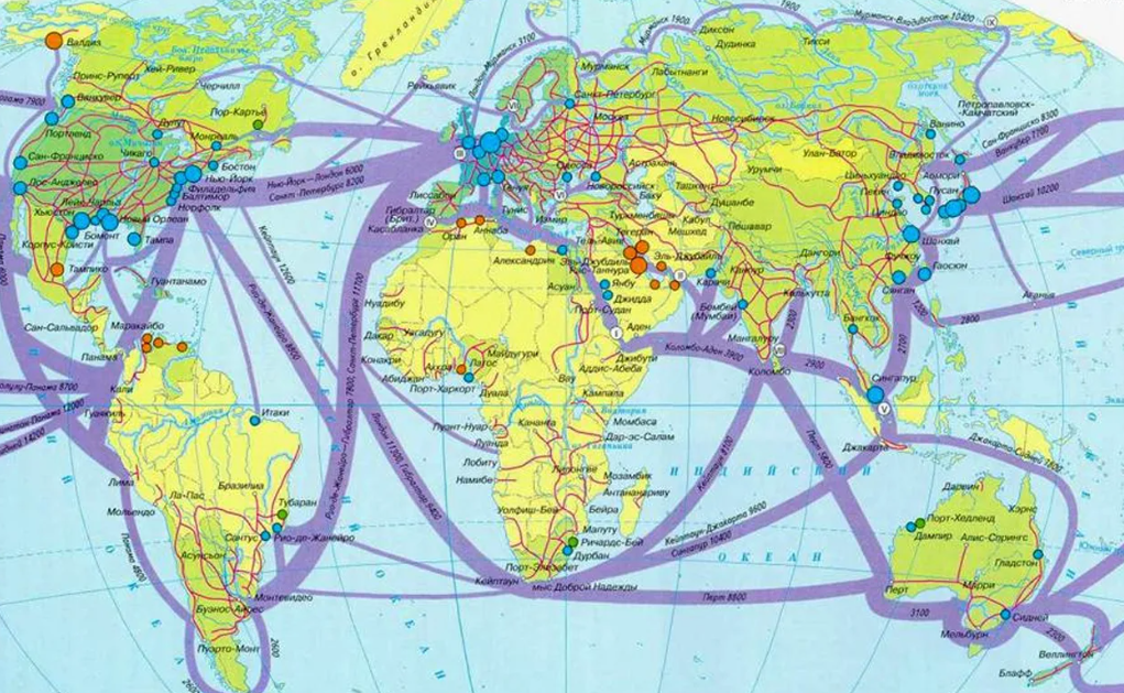 Карта крупных морских портов россии