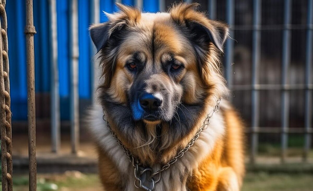 Собака рванула через забор от голода.  Фото: Kandinsky 2.2