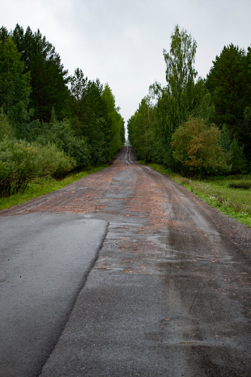Начало гравийной дороги в сторону села Романовка.