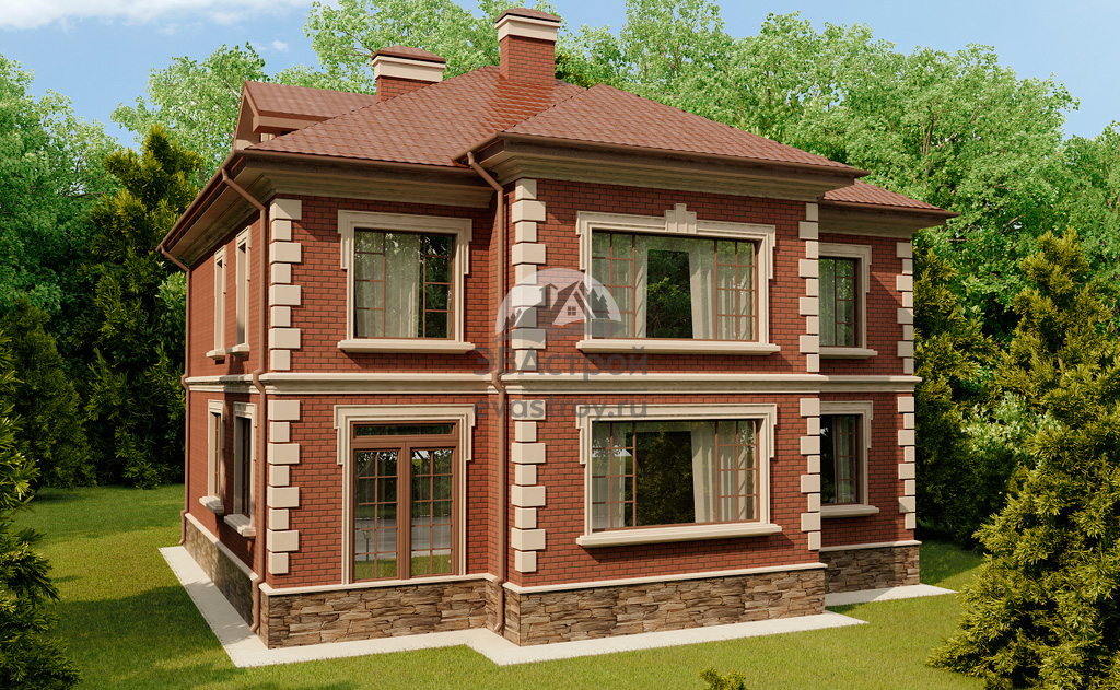 Проект двухэтажного дома 270 м2 с кабинетом - 102-21