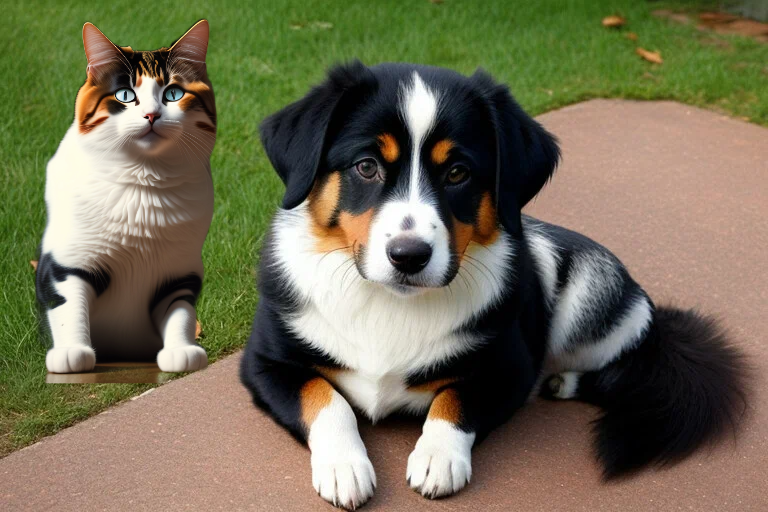 Собачка Мишка и кошечка Мурка.