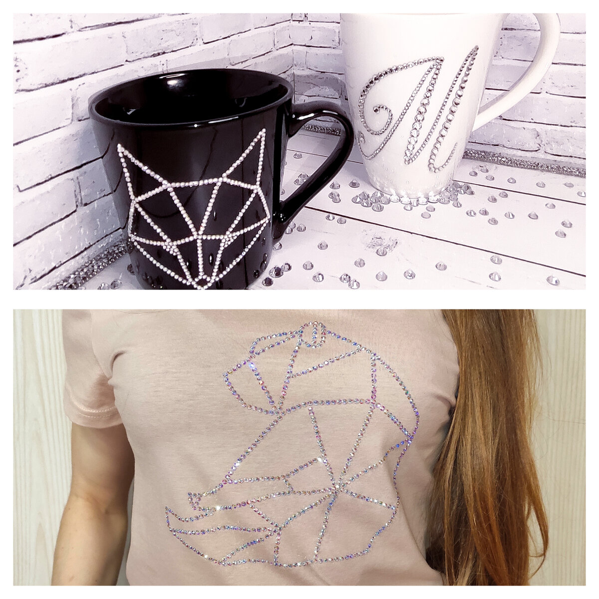 Стразы холодной фиксации (верхнее фото) и горячей фиксации (нижнее фото)