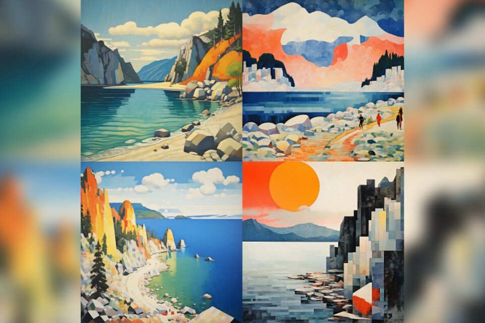    Скала-Шаманка состоит из геометрических фигур. Фото: сгенерировано нейросетью Midjourney по запросу «КП-Иркутск». Предоставлено "КП"