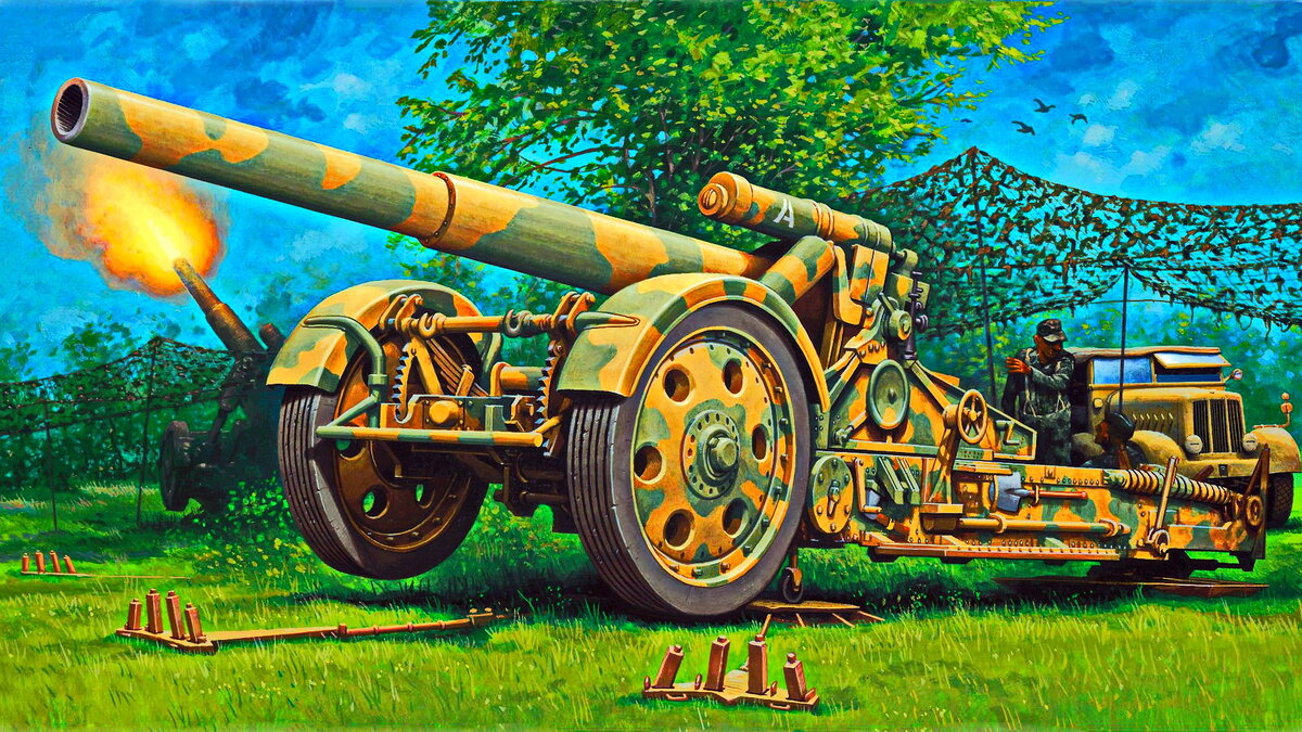 210-мм мортира 21 cm Mrs.18. Общий вид.