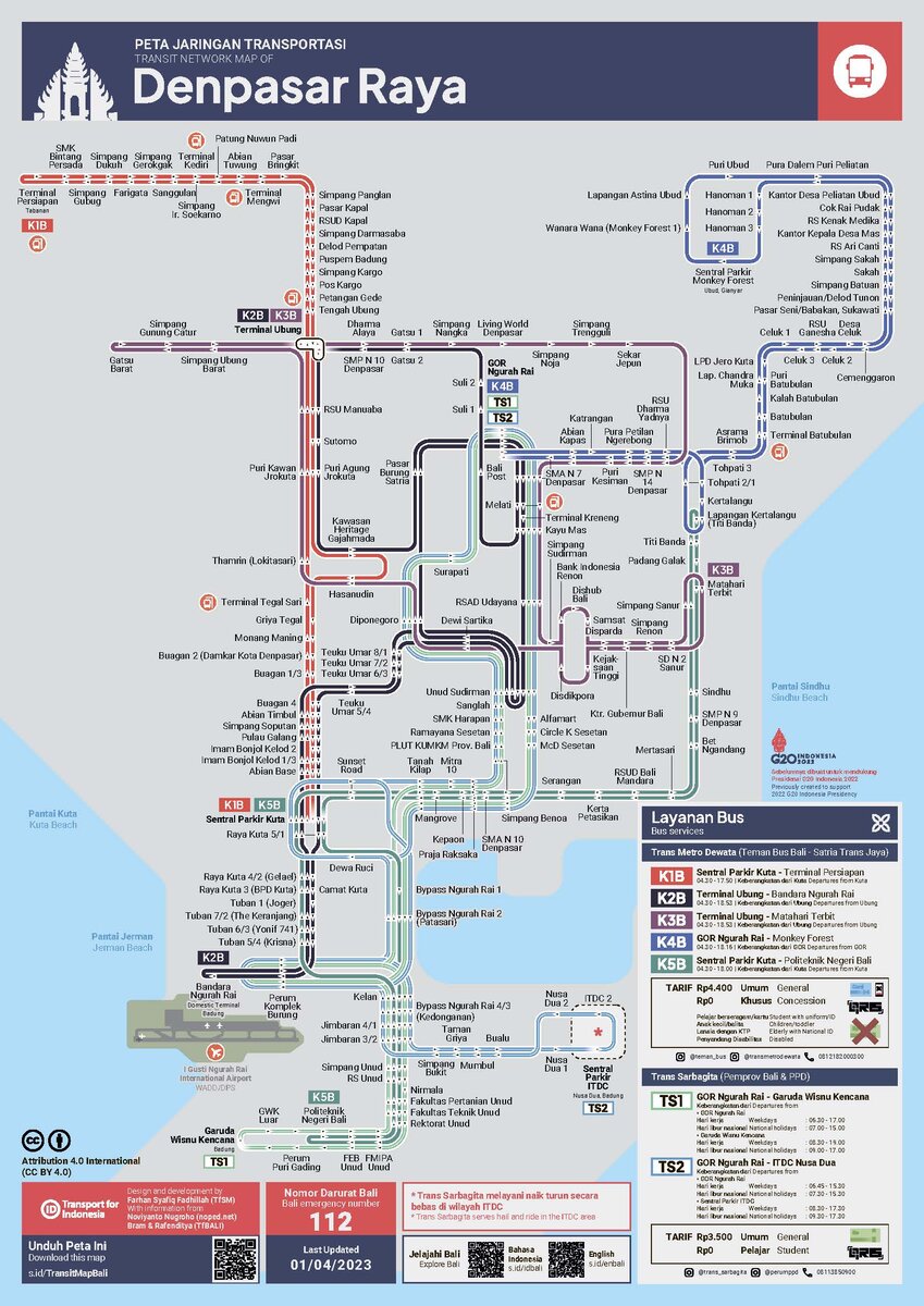 Схема движения автобусов на Бали