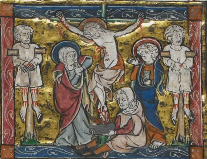 Иосиф Аримафейский собирает Кровь распятого Христа в Грааль - чашу Тайной вечери. Робер де Борон