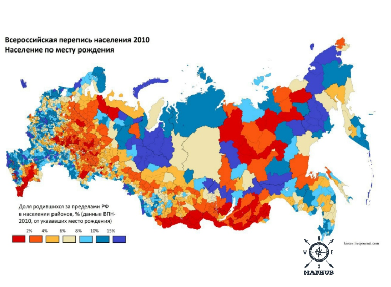 Доля родившихся за пределами РФ