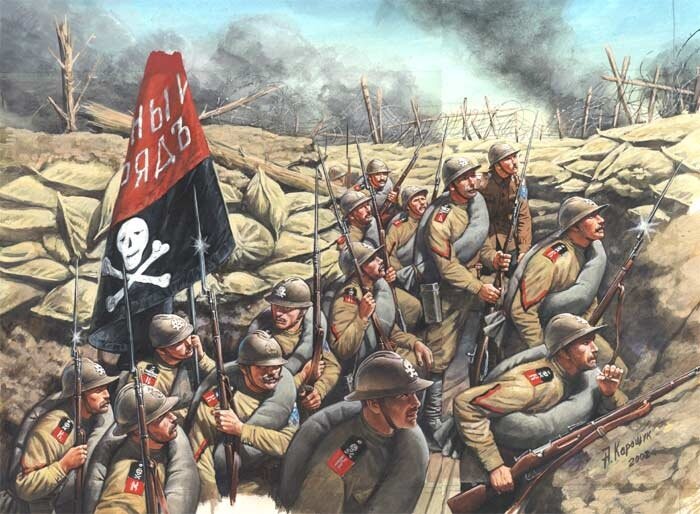 Первые корниловцы, в массе своей, были ударниками-ветеранами Первой мировой.