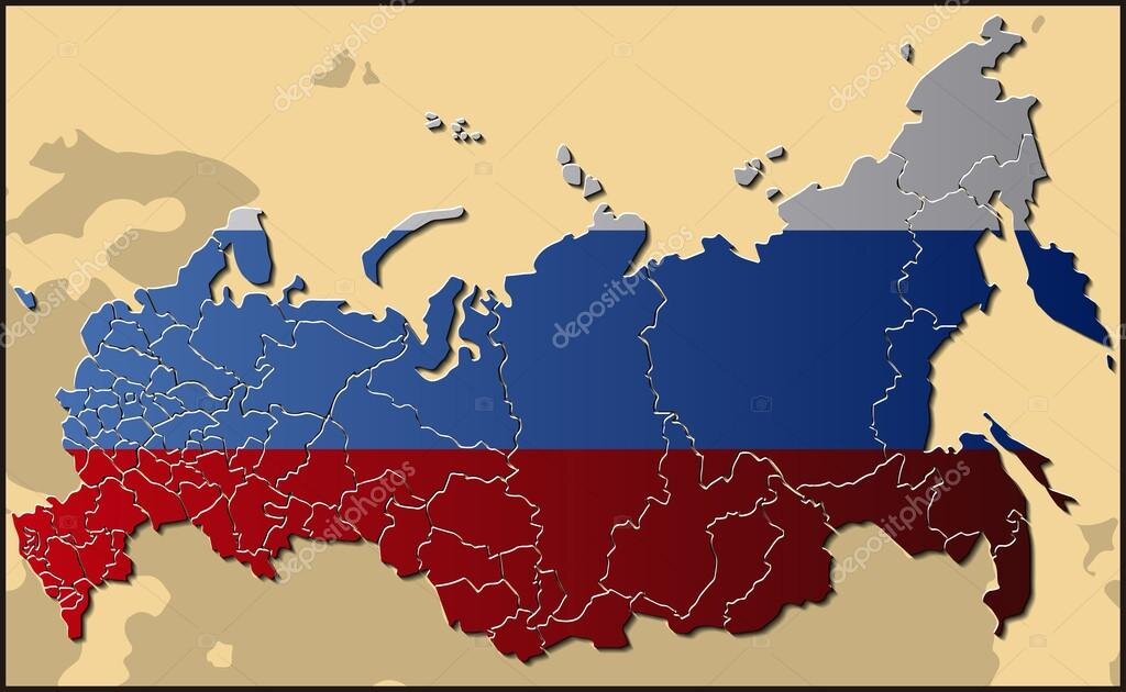 Карта в виде российского флага