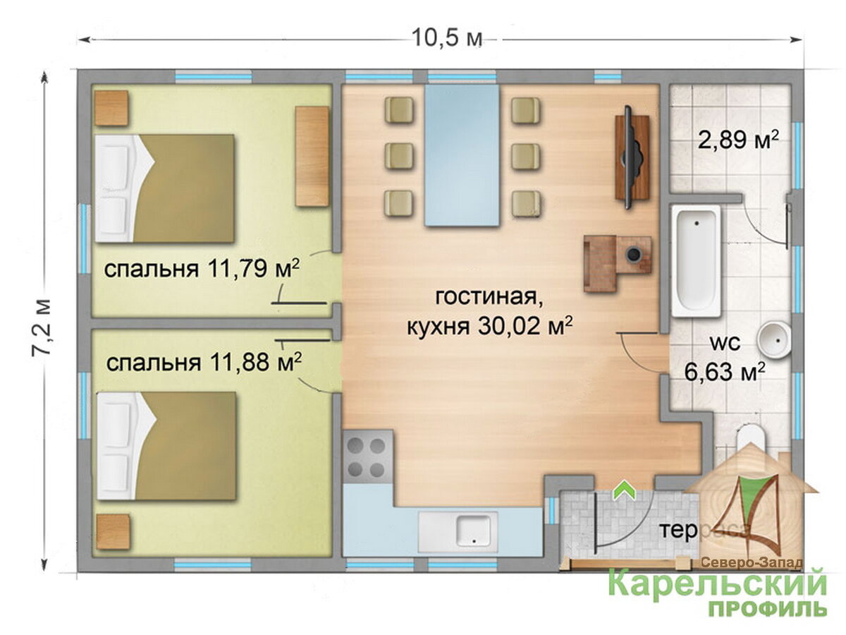 Комфортный дом для проживания небольшой семьи. Финский дом 