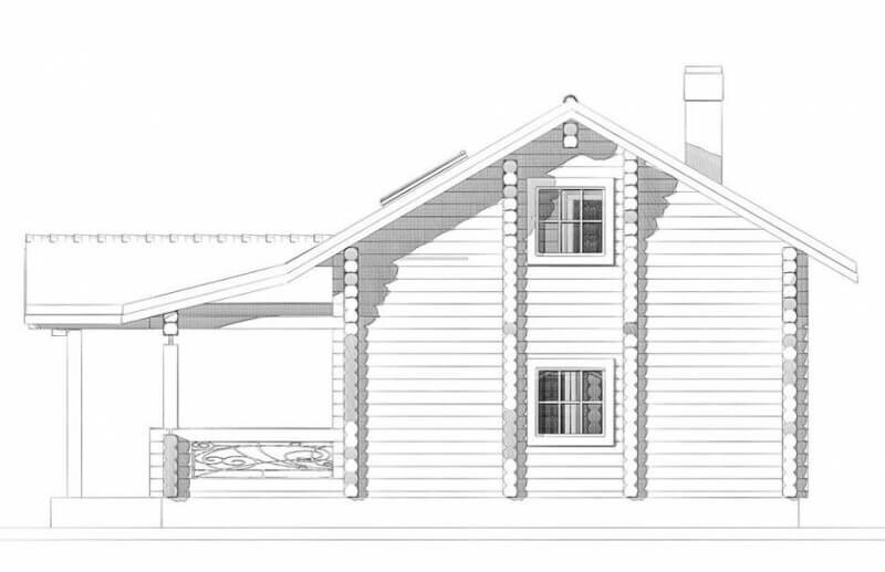 Фасад дома из бревна