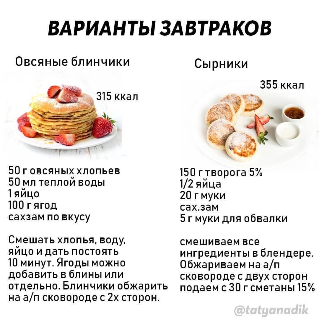 Варианты ПП завтраков